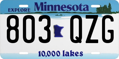 MN license plate 803QZG