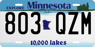 MN license plate 803QZM