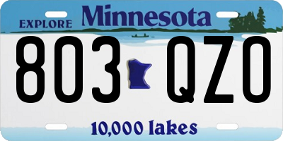 MN license plate 803QZO
