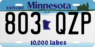 MN license plate 803QZP