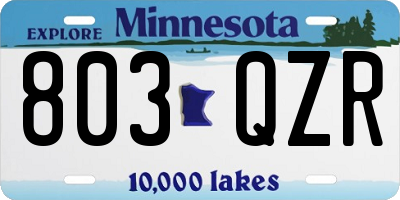 MN license plate 803QZR