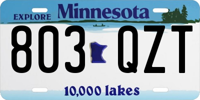 MN license plate 803QZT