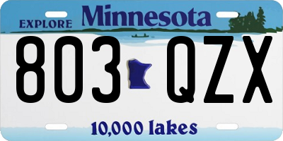 MN license plate 803QZX