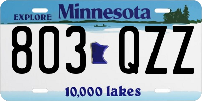 MN license plate 803QZZ