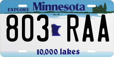 MN license plate 803RAA