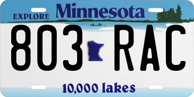 MN license plate 803RAC