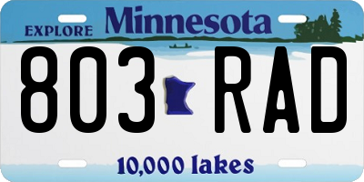 MN license plate 803RAD