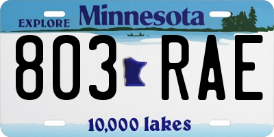 MN license plate 803RAE