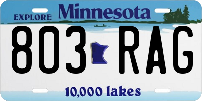 MN license plate 803RAG