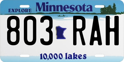 MN license plate 803RAH