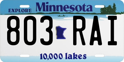 MN license plate 803RAI