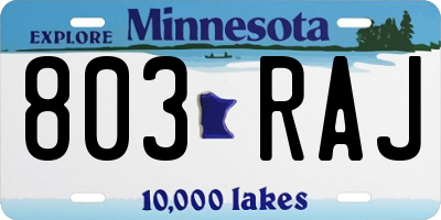 MN license plate 803RAJ