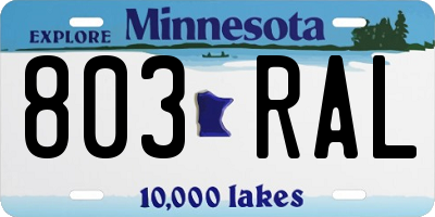 MN license plate 803RAL