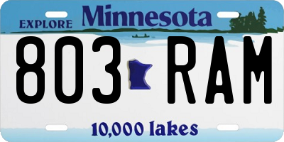MN license plate 803RAM