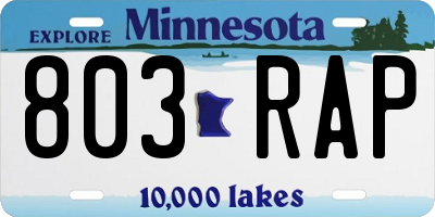 MN license plate 803RAP