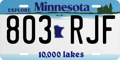 MN license plate 803RJF