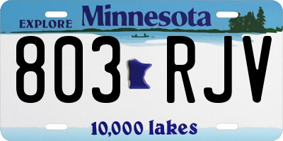 MN license plate 803RJV