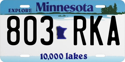 MN license plate 803RKA