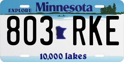 MN license plate 803RKE