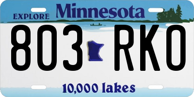 MN license plate 803RKO