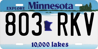 MN license plate 803RKV