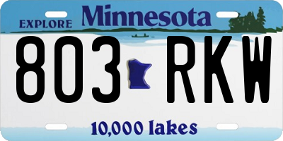 MN license plate 803RKW