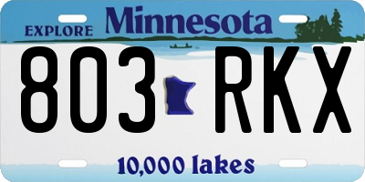 MN license plate 803RKX