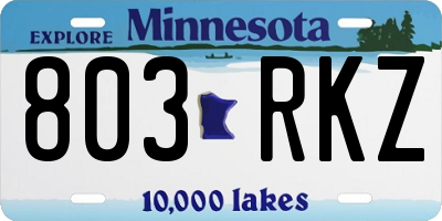 MN license plate 803RKZ