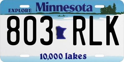 MN license plate 803RLK