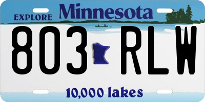 MN license plate 803RLW