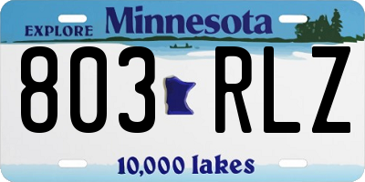 MN license plate 803RLZ