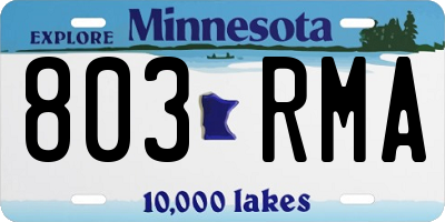 MN license plate 803RMA