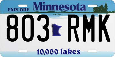 MN license plate 803RMK