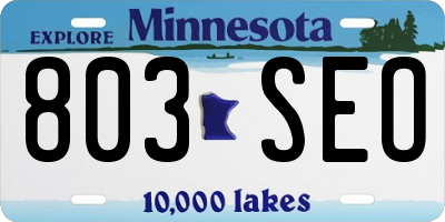 MN license plate 803SEO