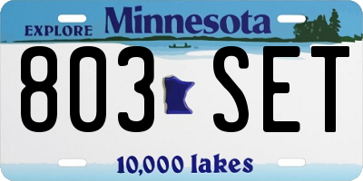 MN license plate 803SET