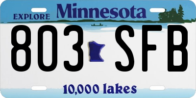 MN license plate 803SFB