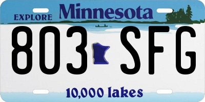 MN license plate 803SFG