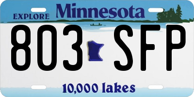 MN license plate 803SFP