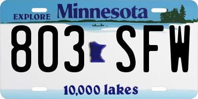 MN license plate 803SFW