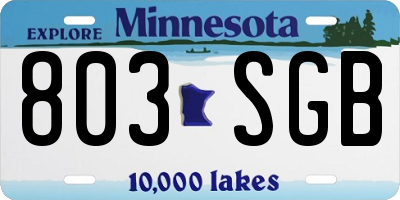 MN license plate 803SGB