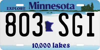 MN license plate 803SGI