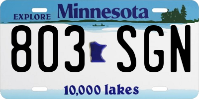 MN license plate 803SGN