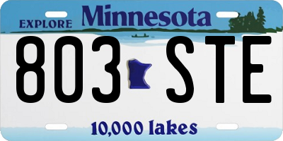 MN license plate 803STE
