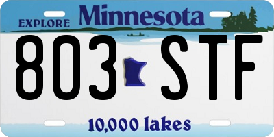 MN license plate 803STF