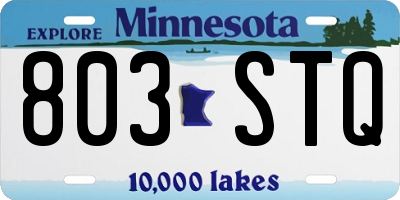 MN license plate 803STQ