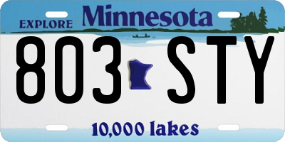 MN license plate 803STY