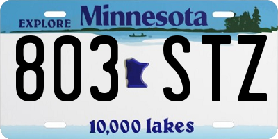 MN license plate 803STZ