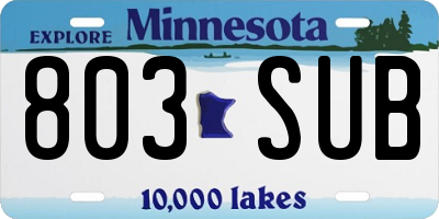 MN license plate 803SUB