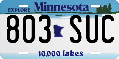 MN license plate 803SUC