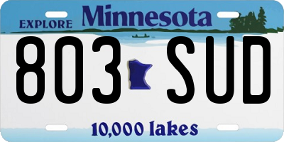 MN license plate 803SUD